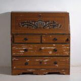 Swedish drop-leaf desk, antique – Scandinavian folk furniture – year 1783