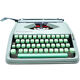 Green lime leaf typewriter hermes