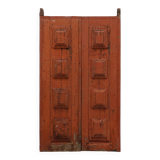 Grandes portes de monastère du XVIIe siècle en chêne laqué terre cuite, Portugal