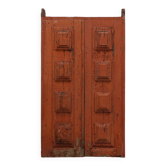 Large 17th century Monastery doors in terracotta lacquered oak, Portugal