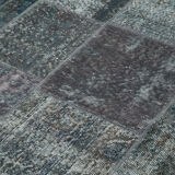 Handmade anatolian overdyed 173 cm x 240 cm grey patchwork rug