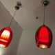 Paire de suspensions coniques en verre teinté rouge