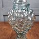 Vintage glass grape bottle – Greenish-blue carafe or soliflore