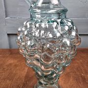 Bouteille raisin verre vintage – Carafe ou soliflore vert bleuté