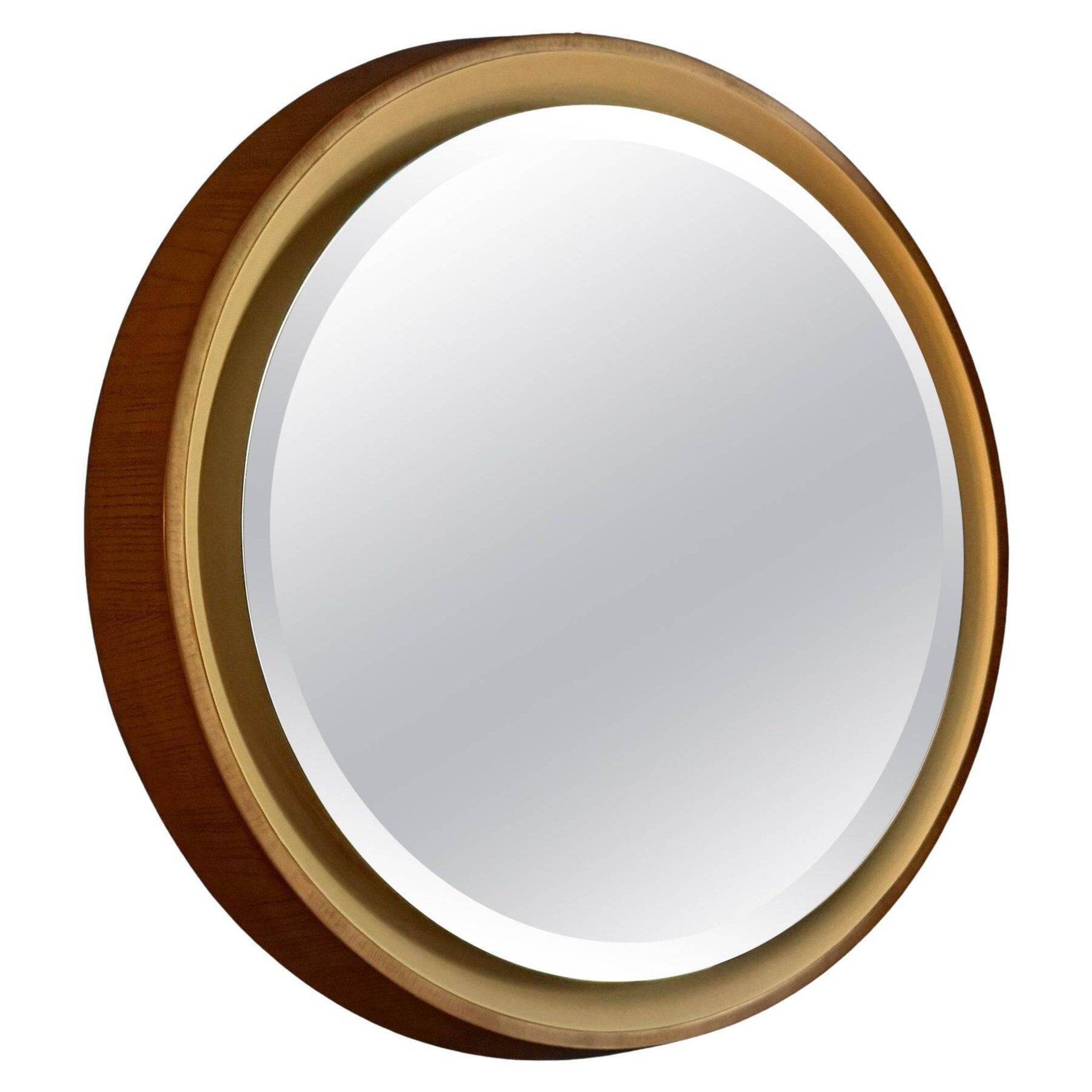 Backlit mirror designed by Gio Ponti in wood and lacquer. Italy, 1970s.