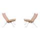 Imposante paire de fauteuils cuir et acier années 60'