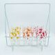 6 polka dot juice glasses in carrier