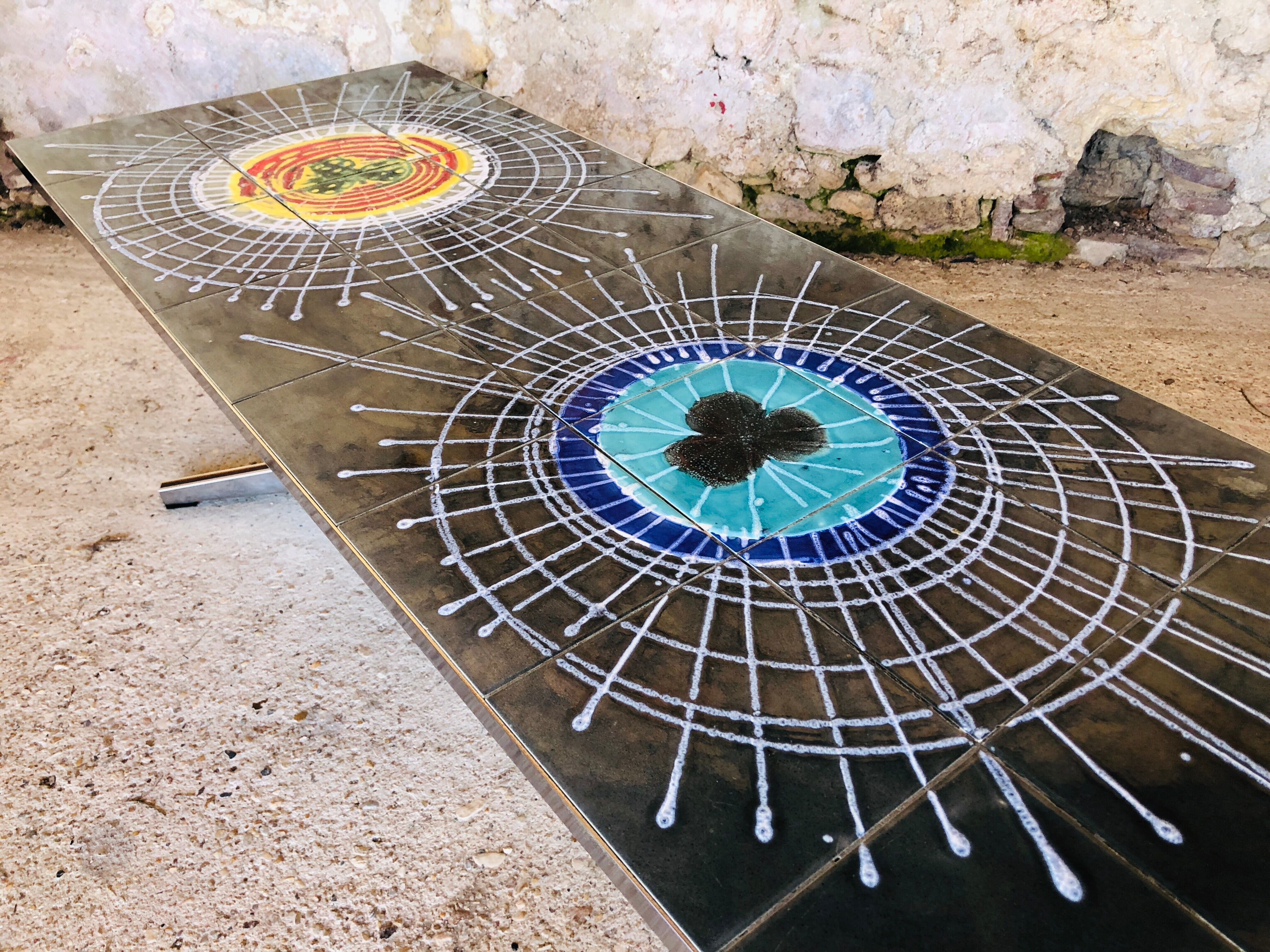 Ceramic and chrome coffee table circa 1970