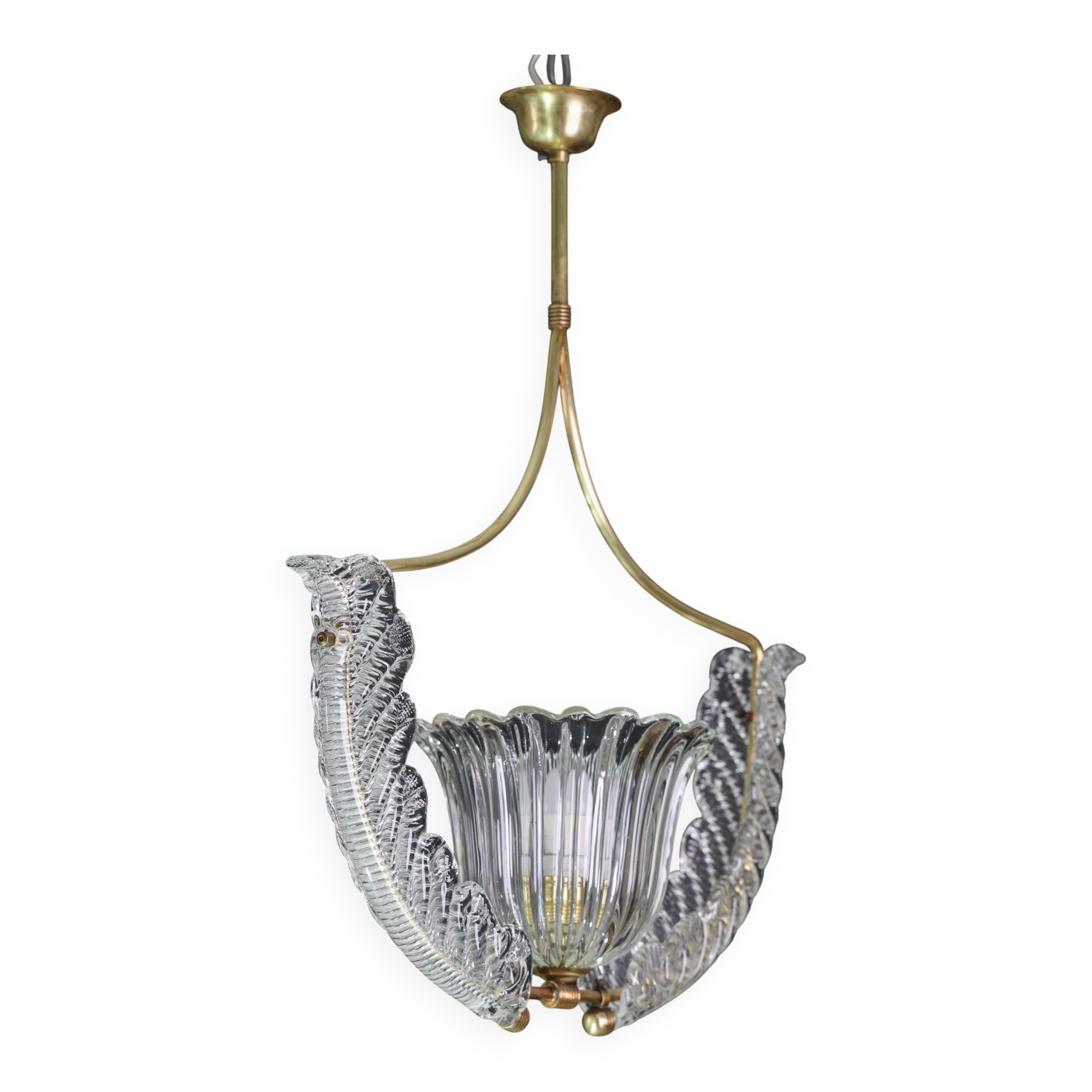 Fascinating Art Deco Pendant Murano Glass Chandelier by Ercole Barovier, 19