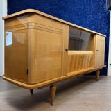 Art Deco sideboard with secret cache in sycamore and marquetry circa 1950
