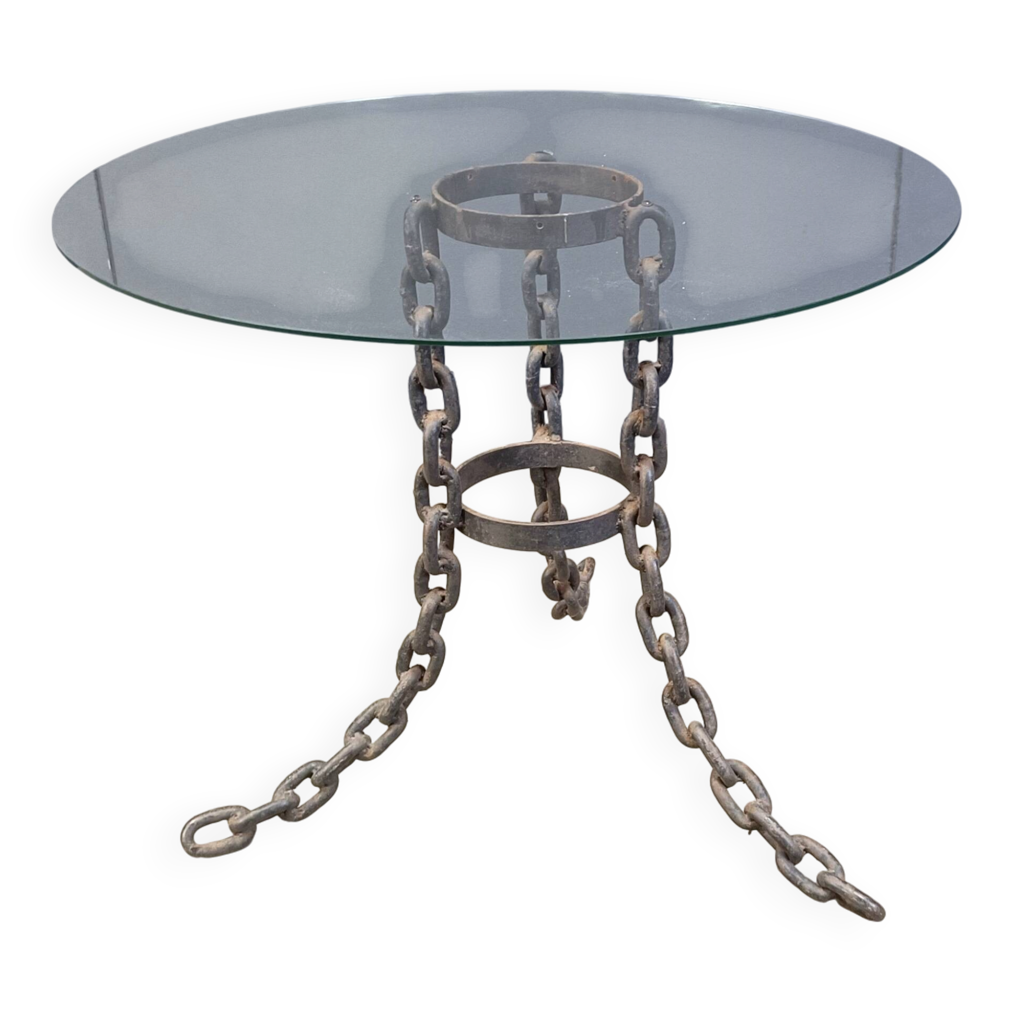 Brutalist chain link coffee table or side table, 1970s