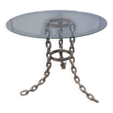 Brutalist chain link coffee table or side table, 1970s
