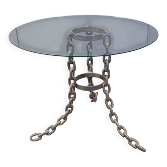 Brutalist chain link coffee table or side table, 1970s