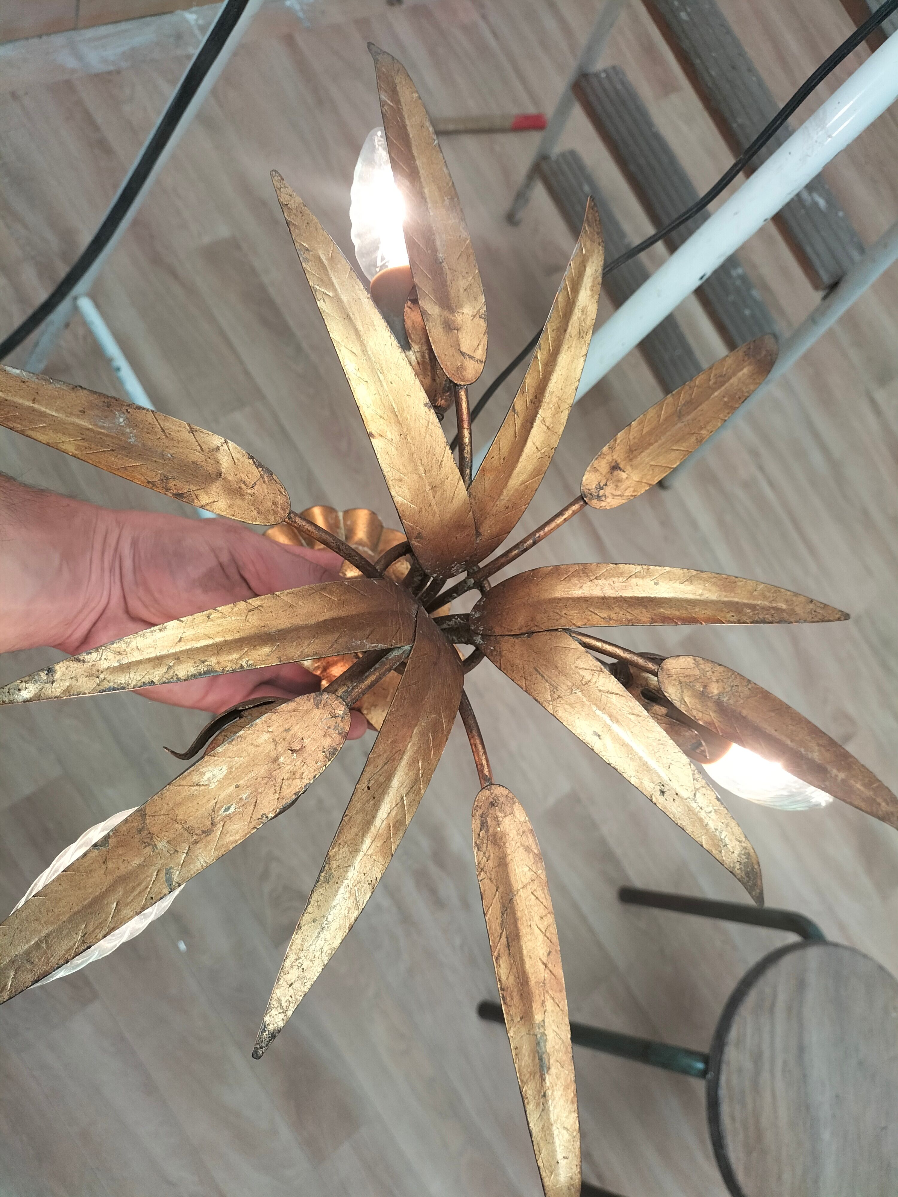 Golden leaf chandelier