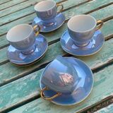 Iridescent blue coffee set