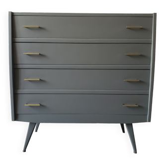 Grey-green chest of drawers with compass feet