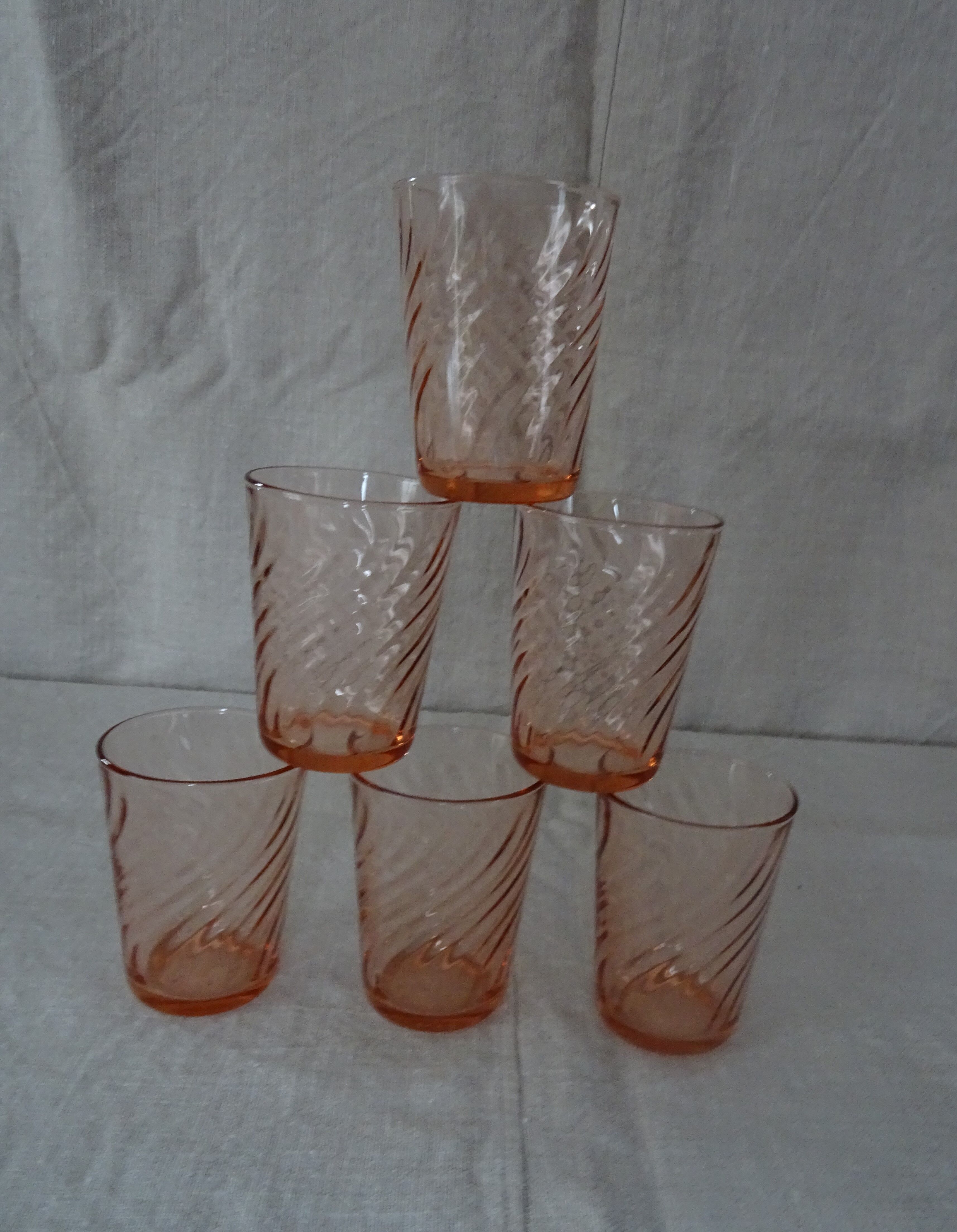 6 verres roses forme gobelet Rosaline Arcoroc Luminarc  vintage