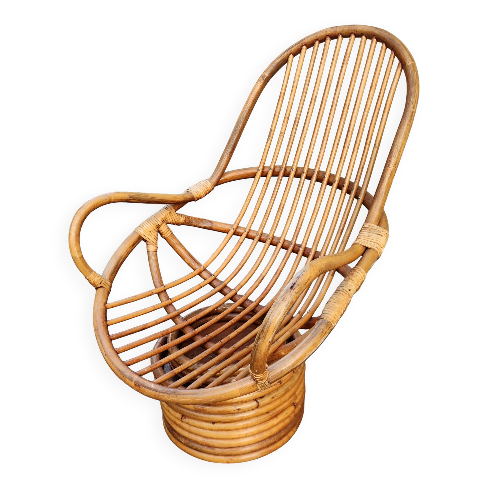 Fauteuil pivotant 360 en rotin