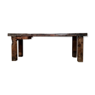 Workshop console table nineteenth century in natural wood around 1880