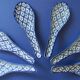 Set of six (6) soup spoons in white-blue porcelain from China