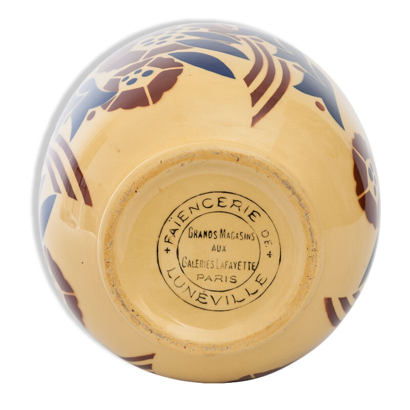 Vase Art deco Lunéville "Galeries Lafayette" with floral decoration