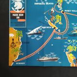 Beautiful poster map of New Caledonia and Tahiti