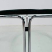 Vintage round glass & steel coffee table by Horst Brüning for Kill International, 1960s