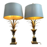 Pair of palm lamps in gilded brass – Maison Boulanger, circa 1980