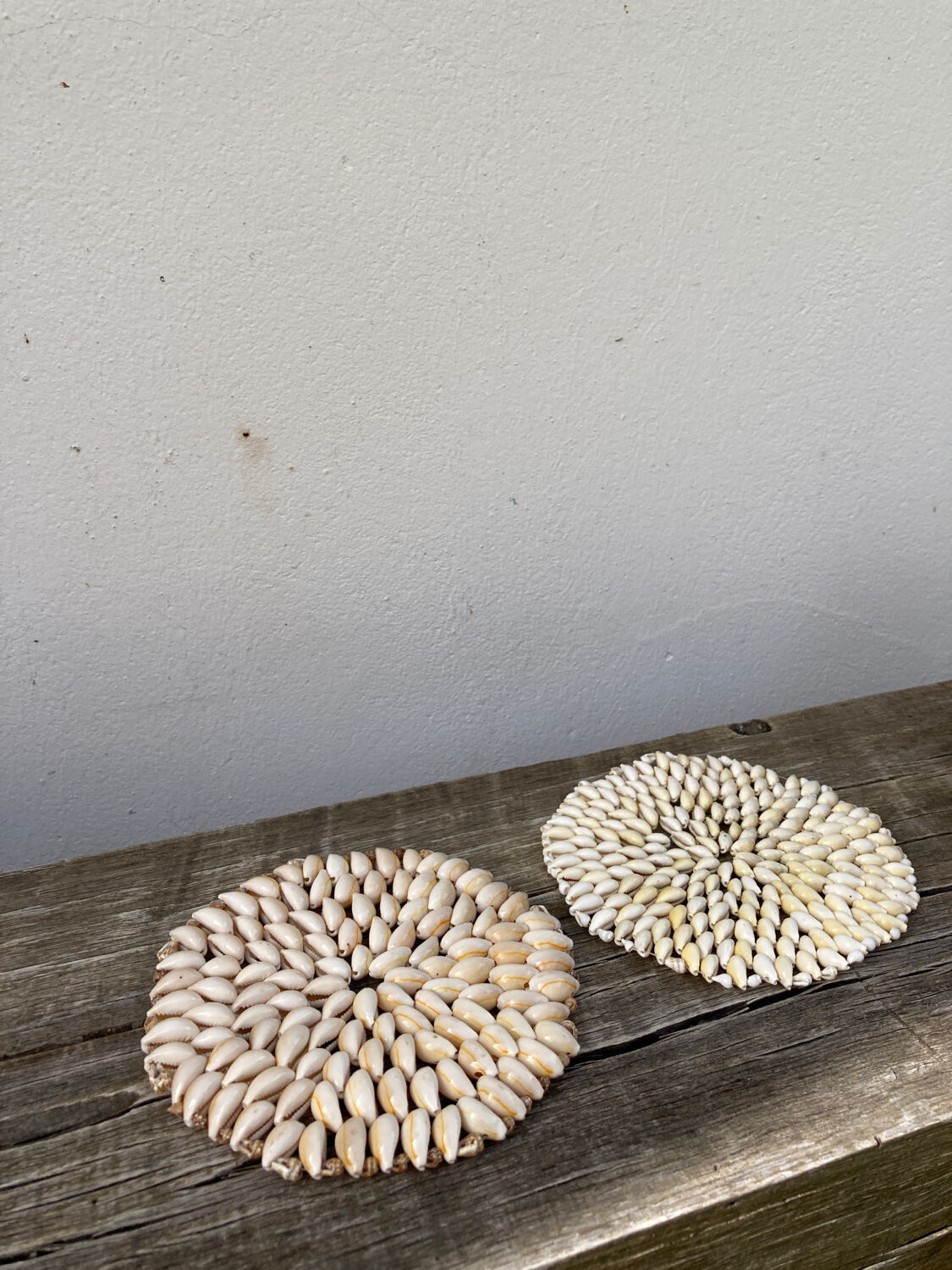 Duo de dessous de plat coquillages nacre vintage