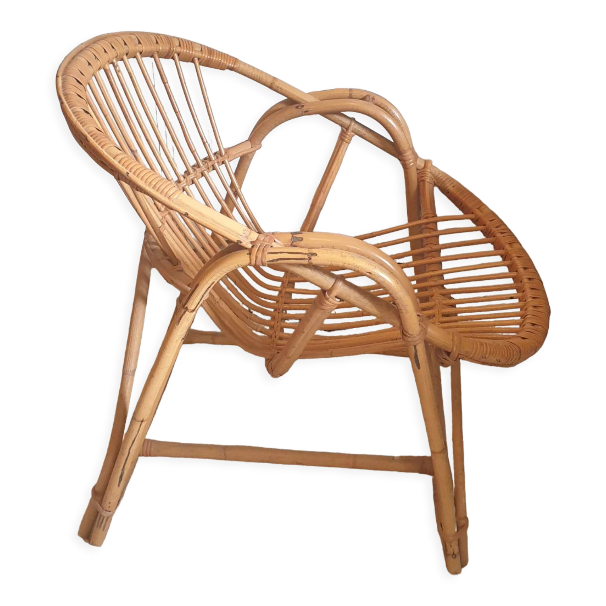 Rattan shell armchair