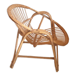 Fauteuil coquille en rotin