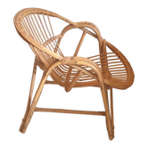 Fauteuil coquille en rotin