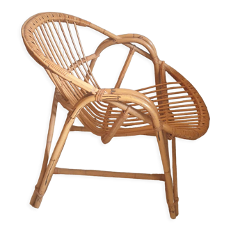 Fauteuil coquille en rotin