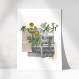 Print Collage Format A3. Bistrot Fleuri