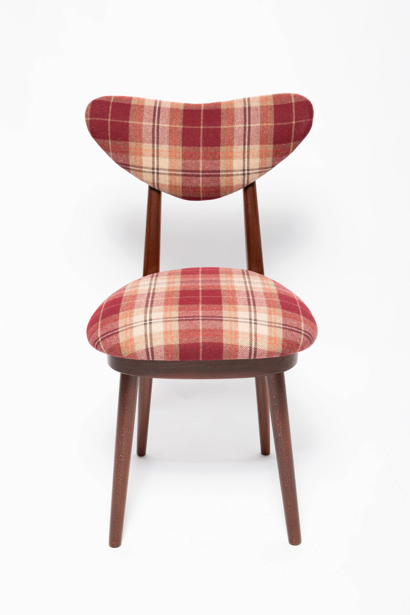 Classic Scottish chair in red burgundy tartan pattern, mid-century, Europe, 1960s.
