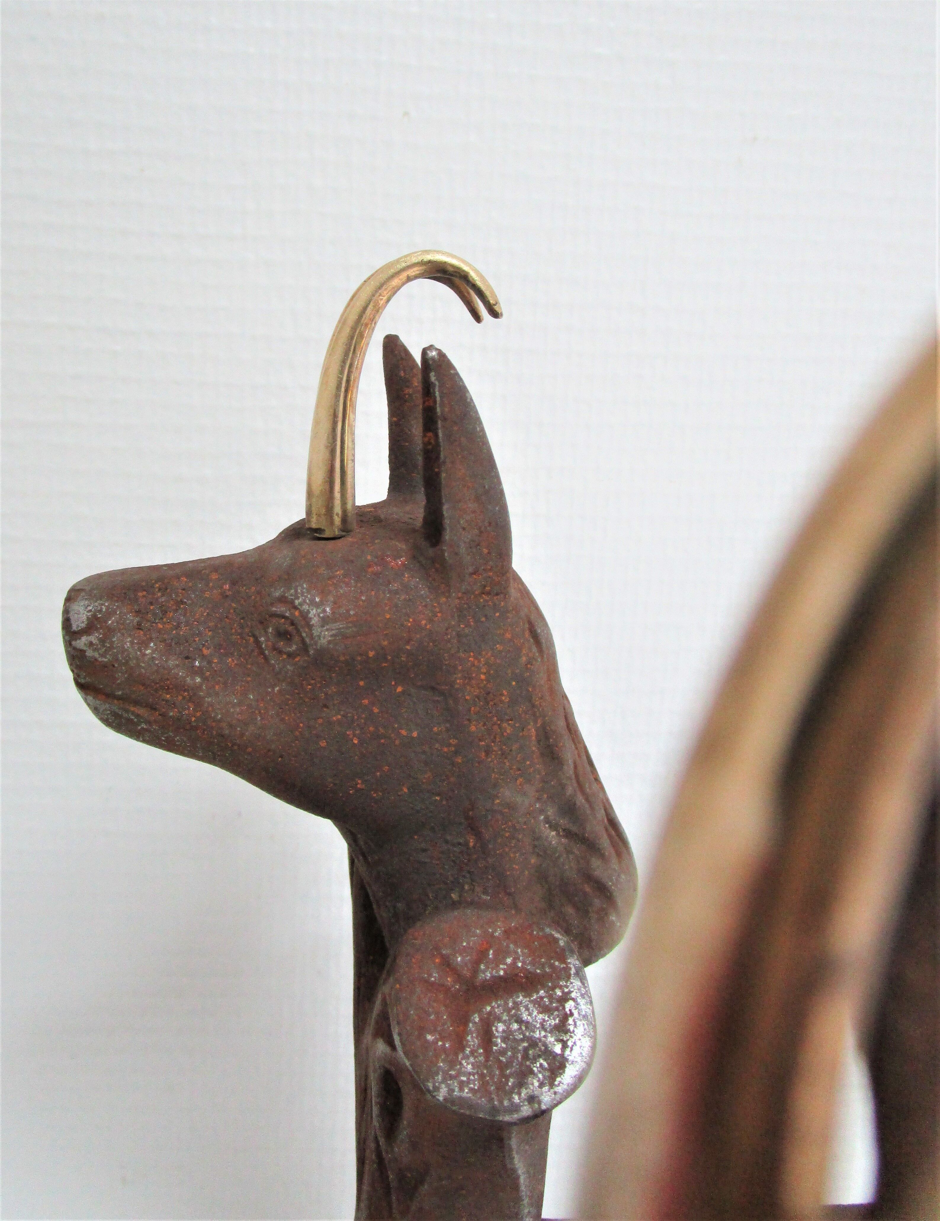 pair of zoomorphic chenets cast iron brass vintage buff