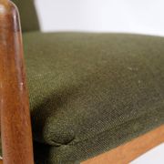 Set Of 2 Armchairs With Stool Made In Green Fabric & Teak By Alf Svensson For Fritz Hansen From 1960