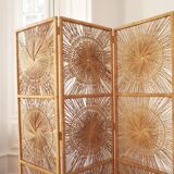 Peacock rattan screen