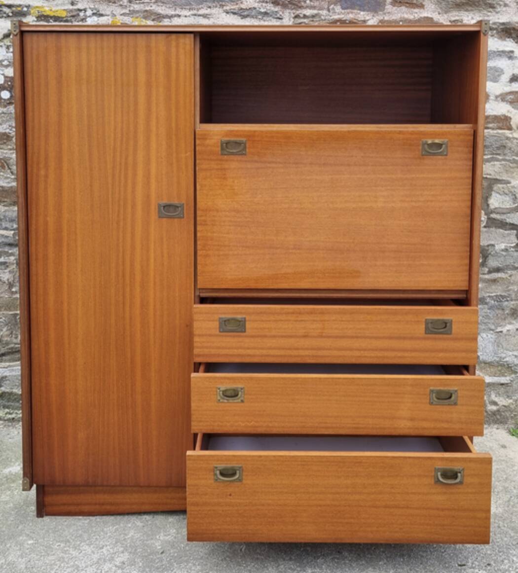 Secretary wardrobe Maison Gautier teak – multifunctional vintage furniture from the 60s