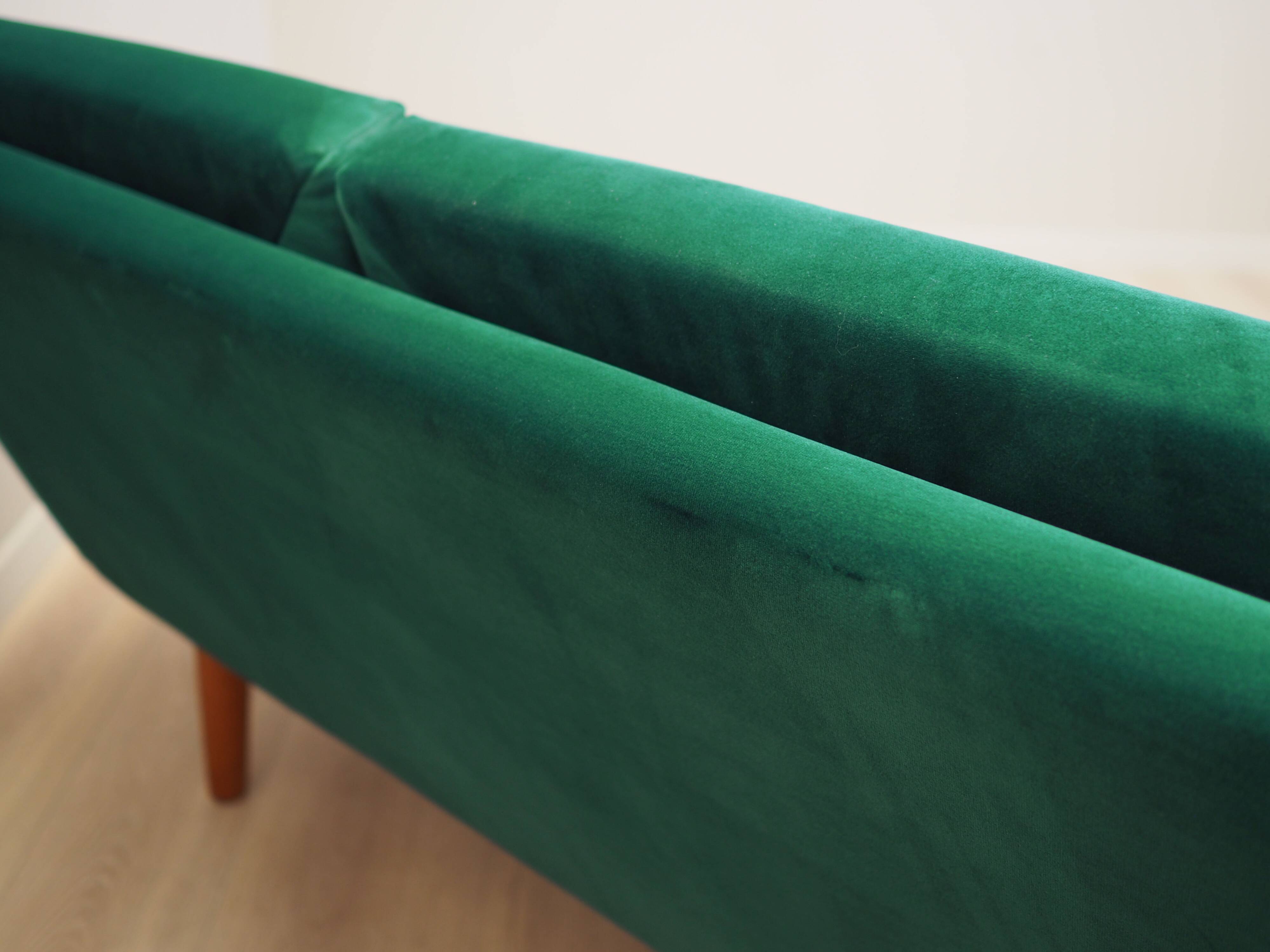 Green velvet sofa, Danish design, 1980s, production: Denmark