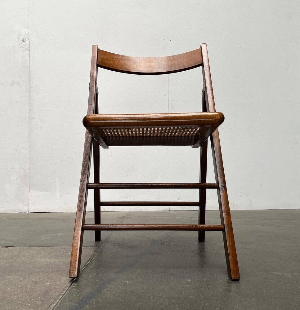 Mid-century wooden folding chair set with Viennese wicker seats, 1960s.