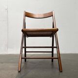Mid-century wooden folding chair set with Viennese wicker seats, 1960s.