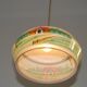 French Art Deco Pink & Cream Pendant Light with House and Tree Design