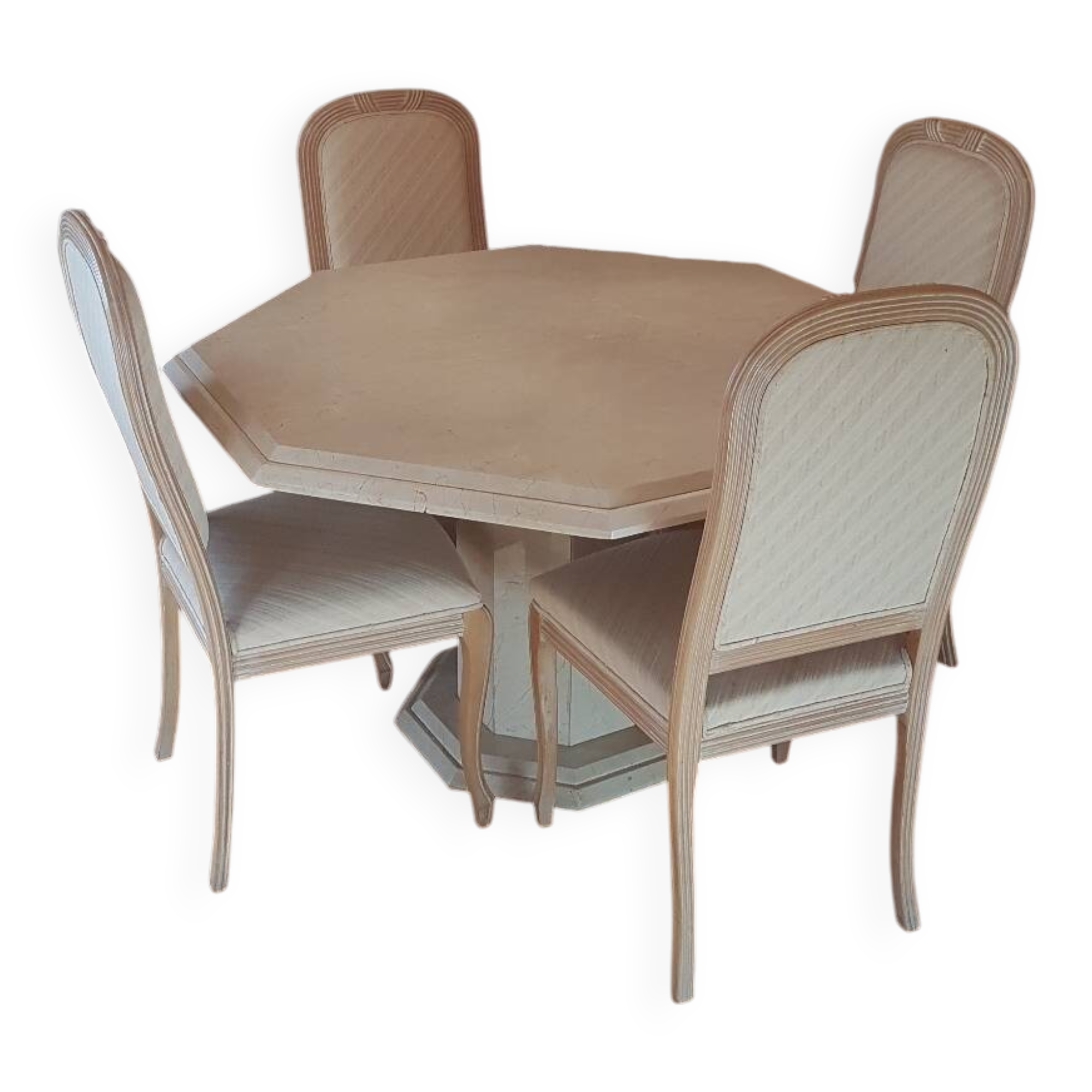 Octagonal table 140 cream ivory marble