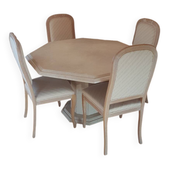 Octagonal table 140 cream ivory marble