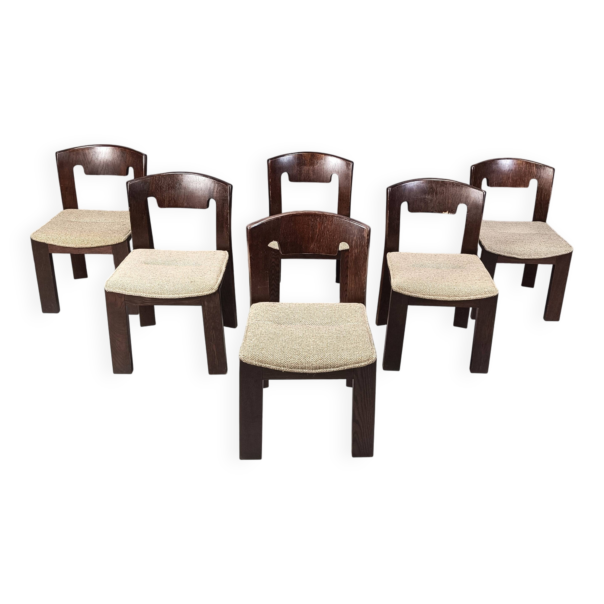 Vintage Brutalist Dining Chairs, Set of 6 - 1970s