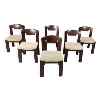 Vintage Brutalist Dining Chairs, Set of 6 - 1970s