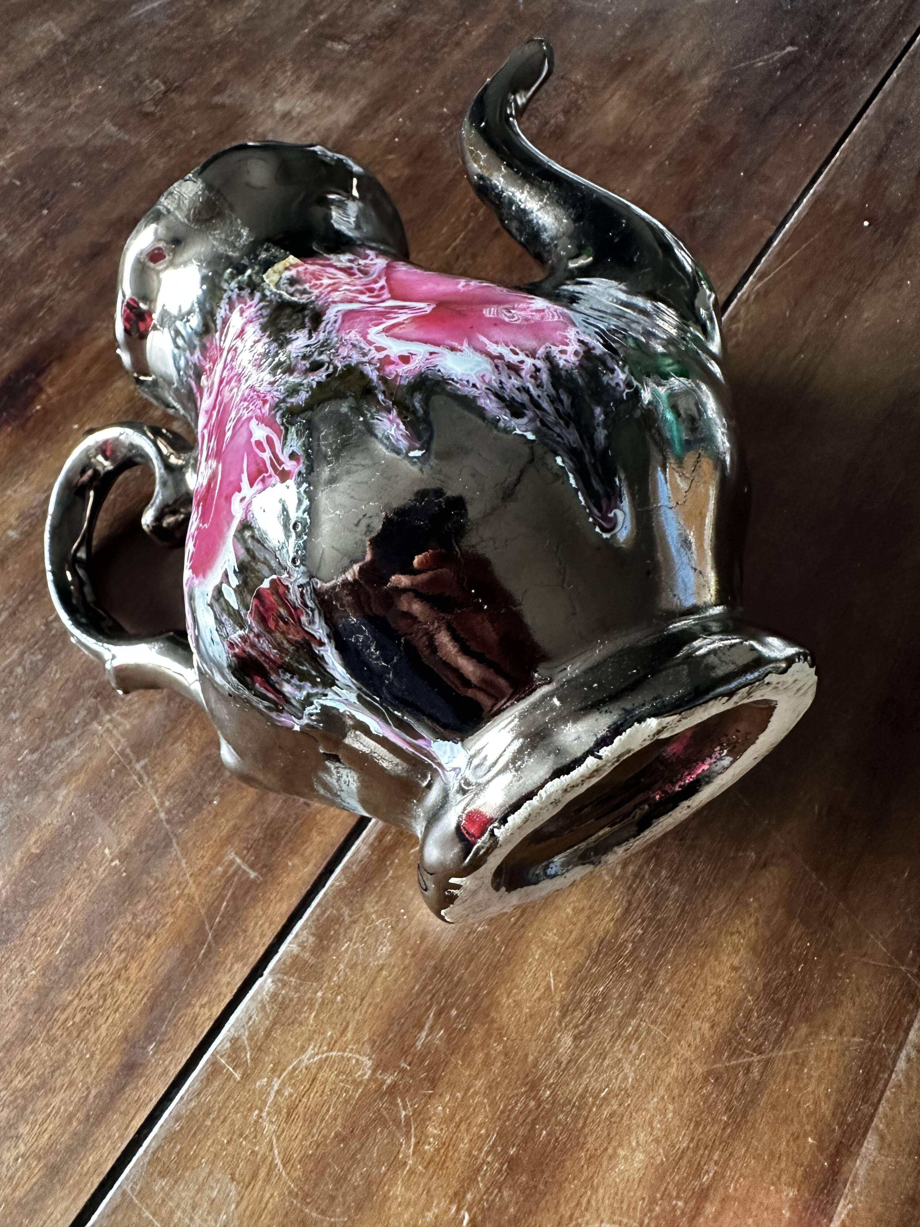 Vallauris Chrome Enameled Ceramic Teapot or Coffee Pot