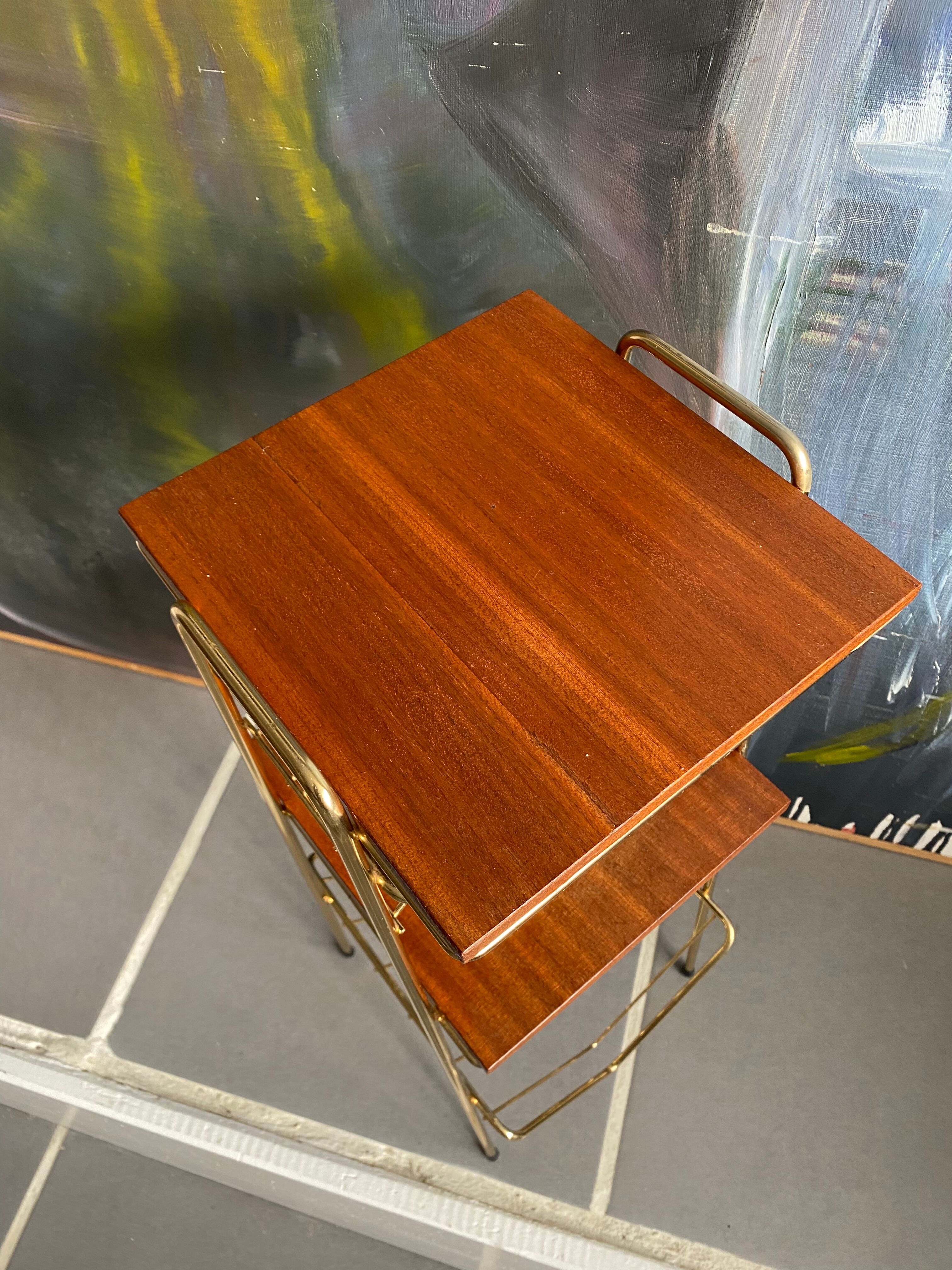Vintage metal and wood side table