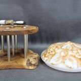 Contemporary Unique Wooden Table Lamp with Glass Shade